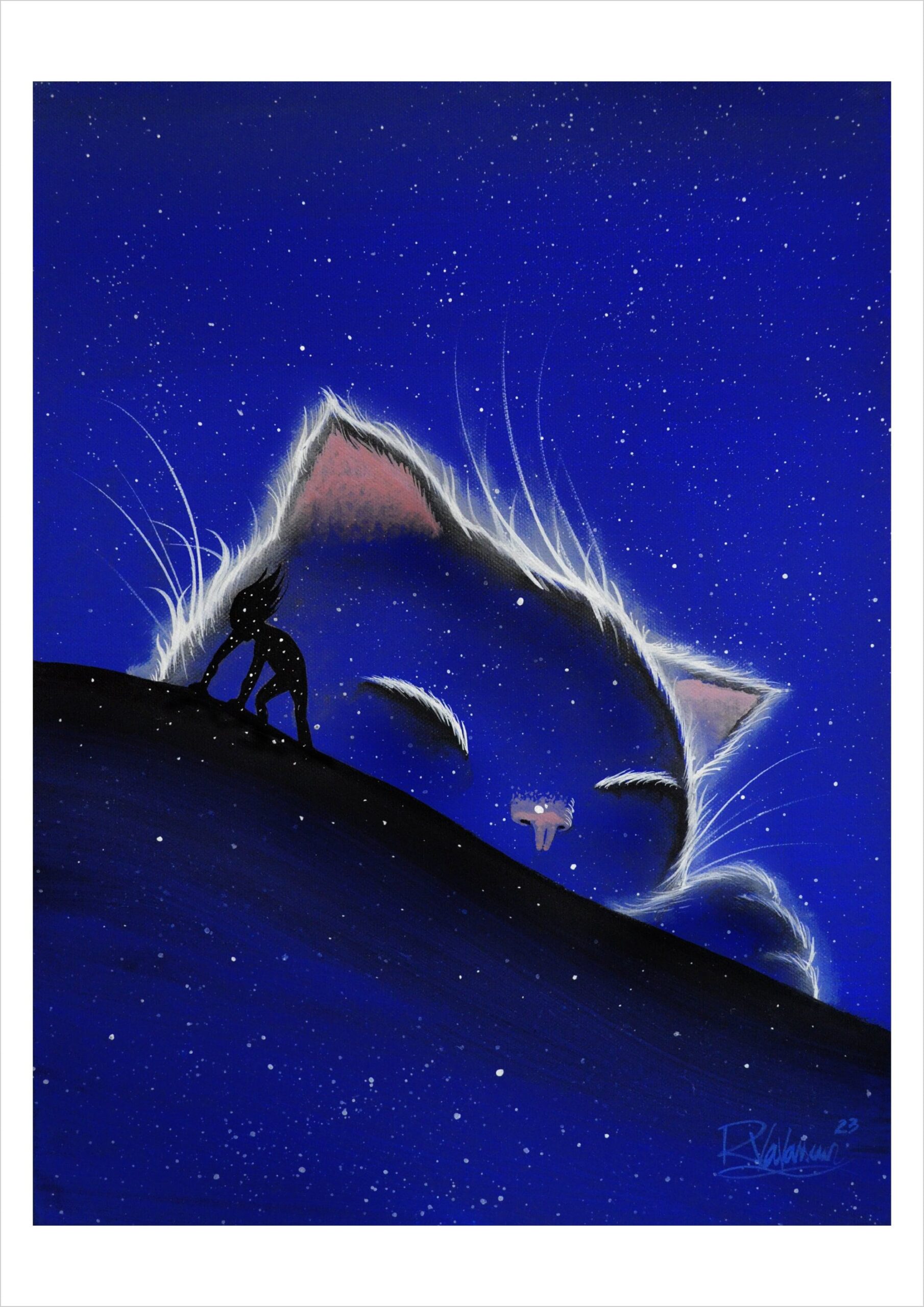 Cat's sandman cat - mystical cat cloud art print by Raphaël Vavasseur