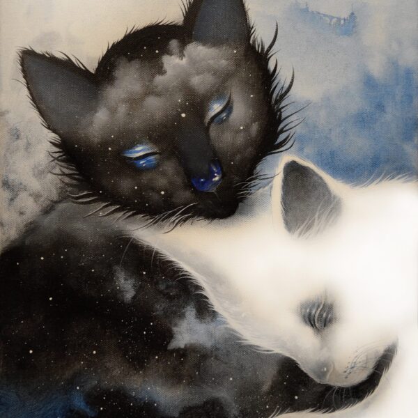 Linked to the divine - original cat painting by Raphaël Vavasseur