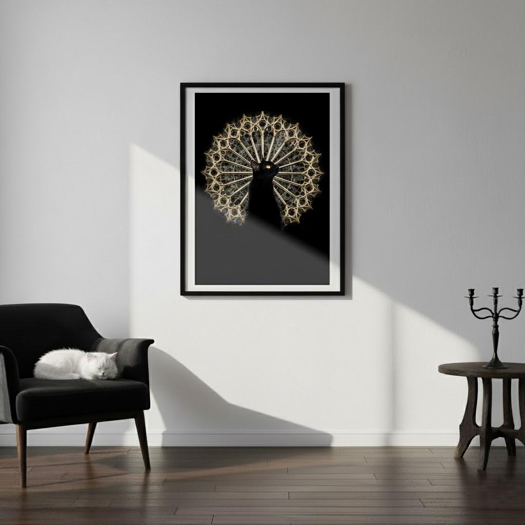 Gothic cat - mystical digital cat print by Raphaël Vavasseur - close-up