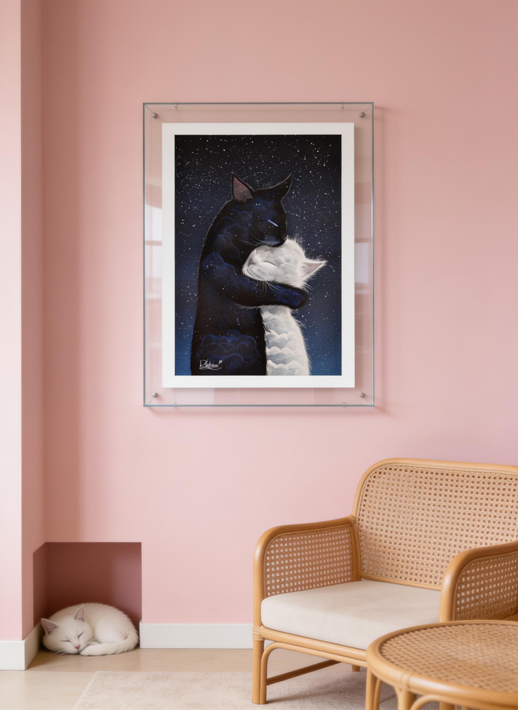 Matoo - dreamy cloud cat art print by Raphaël Vavasseur - close-up